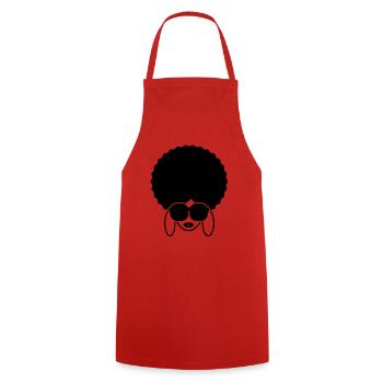 afro_queen__f1 - Kochschürze - Rot - Vorne - AI Model Male 185 dark (185cm)