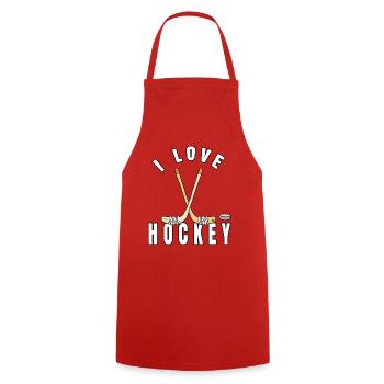 I Love Hockey I Eishockey I Geschenk - Kochschürze - Rot - Vorne - AI Model Male 185 dark (185cm)