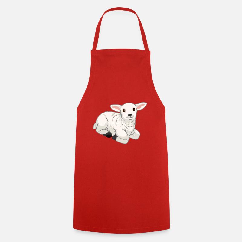 Baby Easter Lamb Sheep Lamb Goat Easter - Cooking Apron - red