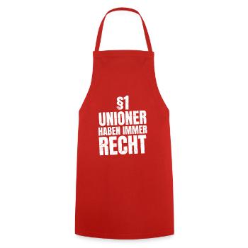 Regel 1 Unioner haben immer recht Fußball Spruch - Kochschürze - Rot - Vorne - AI Model Male 185 dark (185cm)