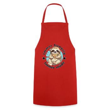 Sloth tired and hungry with a slice of pizza - Cooking Apron - red - Front - AI Model Male 185 dark (185cm)