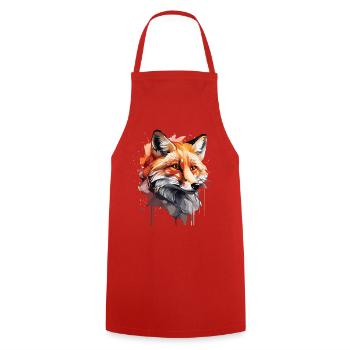 Aquarell Fuchs - Kochschürze - Rot - Vorne - AI Model Male 185 dark (185cm)