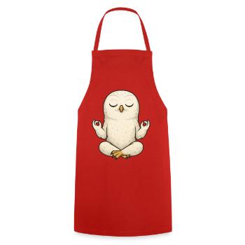 Relaxed Snowy Owl Yoga Meditation Relax Chill - Cooking Apron - red - Front - AI Model Male 185 dark (185cm)