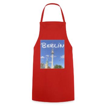Berlin TV Tower Neon Design - Cooking Apron - red - Front - AI Model Male 185 dark (185cm)