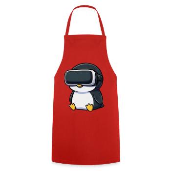 Cute Penguin Gamer Cartoon VR Gamer - Cooking Apron - red - Front - AI Model Male 185 dark (185cm)