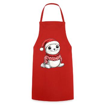 Robbe Tier Weihnachten Xmas - Kochschürze - Rot - Vorne - AI Model Male 185 dark (185cm)