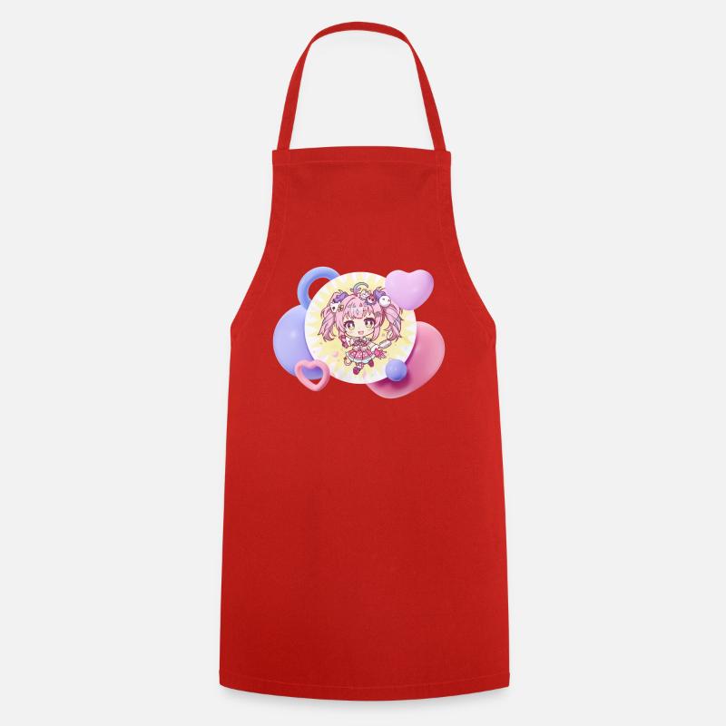 Pastel chibi with hearts - Cooking Apron - red