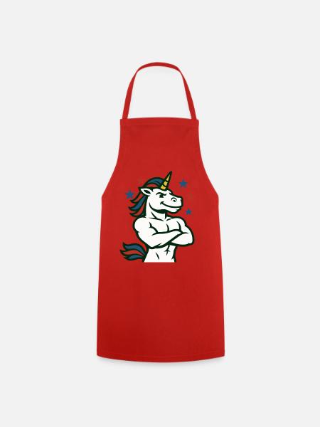 Selbstbewusste Einhorn-Illustration - Kochschürze - Rot