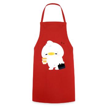 Kawaii Duck Coffee Moment - Cooking Apron - red - Front - AI Model Male 185 dark (185cm)
