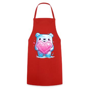 Kuschelbär mit Herzkristall - Kochschürze - Rot - Vorne - AI Model Male 185 dark (185cm)