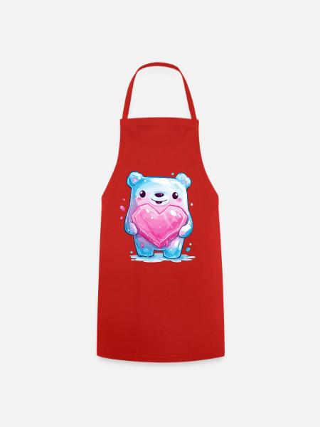 Kuschelbär mit Herzkristall - Kochschürze - Rot