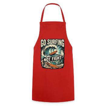 Surfing against war for peace - Cooking Apron - red - Front - AI Model Male 185 dark (185cm)