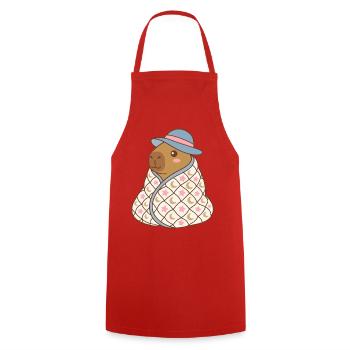 Capibara Moonstar Douillet dans le Cap Starry Qulit - Tablier de cuisine - rouge - Devant - AI Model Male 185 dark (185cm)