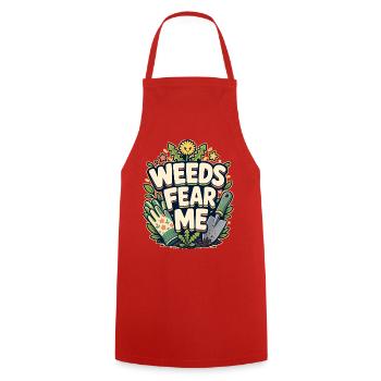 WEEDS FEAR ME Nap - Cooking Apron - red - Front - AI Model Male 185 dark (185cm)