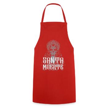 Santa Muerte Skull Bride - Cooking Apron - red - Front - AI Model Male 185 dark (185cm)