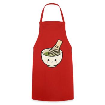 Süße Kawaii-Matcha-Schüssel mit Schneebesen - Kochschürze - Rot - Vorne - AI Model Male 185 dark (185cm)