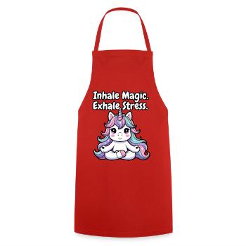 Pleine conscience de la licorne pastel - Tablier de cuisine - rouge - Devant - AI Model Male 185 dark (185cm)