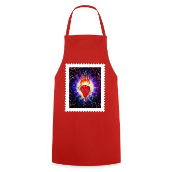 Herz Jesu Feuerherz Dornenkrone - Kochschürze - Rot - Vorne - AI Model Male 185 dark (185cm)