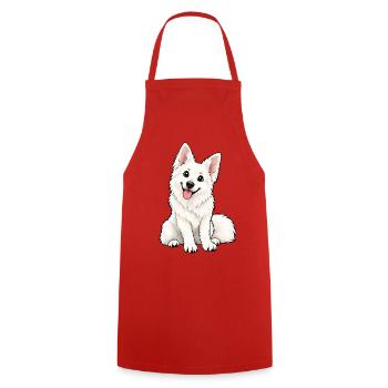 Berger Blanc Suisse Kawaii Style – Weißer Hund - Kochschürze - Rot - Vorne - AI Model Male 185 dark (185cm)