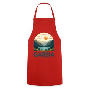 Garda Italy Alpine Lake - Kochschürze - Rot - Vorne - AI Model Male 185 dark (185cm)