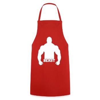Beast Kraftsilhouette Druck - Kochschürze - Rot - Vorne - AI Model Male 185 dark (185cm)
