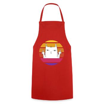 Vintage chat avec le majeur retro soleil shirt - Tablier de cuisine - rouge - Devant - AI Model Male 185 dark (185cm)
