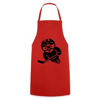 Eishockey Eule Silhouette Schneeeule Spieler - Kochschürze - Rot - Vorne - AI Model Male 185 dark (185cm)