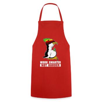 Pause café pingouin Linux Rasta Informatik PC Nerd - Tablier de cuisine - rouge - Devant - AI Model Male 185 dark (185cm)