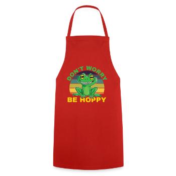 Don't Worry Be Hoppy für den fröhlichen Frosch - Kochschürze - Rot - Vorne - AI Model Male 185 dark (185cm)