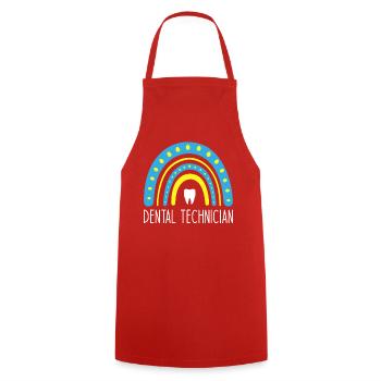 Zahntechniker Retro Farben Regenbogen und Blau und - Kochschürze - Rot - Vorne - AI Model Male 185 dark (185cm)