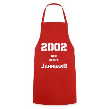 2002 Jahrgang - Kochschürze - Rot - Vorne - AI Model Male 185 dark (185cm)