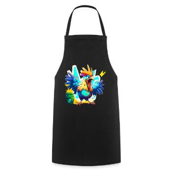Coq en colère - Tablier de cuisine - noir - Devant - AI Model Male 185 dark (185cm)