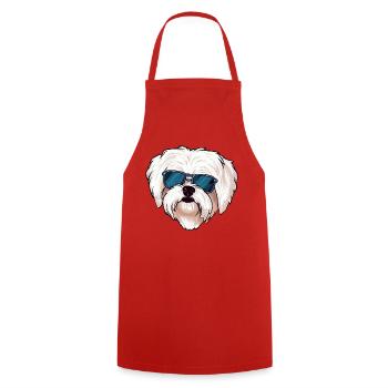 Malteser Hund der Gangster - Kochschürze - Rot - Vorne - AI Model Male 185 dark (185cm)