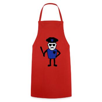 Polizist mit Schlagstock - Kochschürze - Rot - Vorne - AI Model Male 185 dark (185cm)
