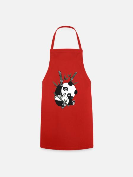 Panda - Bamboo - Cooking Apron - red