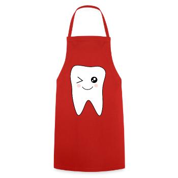 Dente, dents, cadeau dentiste - Tablier de cuisine - rouge - Devant - AI Model Male 185 dark (185cm)