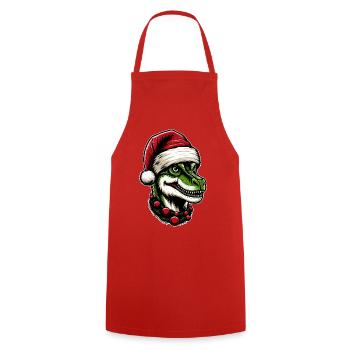 T-Rex de Noël : l’ des fêtes des dinosaures - Tablier de cuisine - rouge - Devant - AI Model Male 185 dark (185cm)