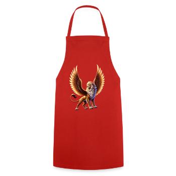 Flammenlöwe mit Flügeln - Kochschürze - Rot - Vorne - AI Model Male 185 dark (185cm)