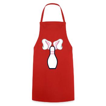 Bowling Pâques Pâques Oreilles de lapin - Tablier de cuisine - rouge - Devant - AI Model Male 185 dark (185cm)
