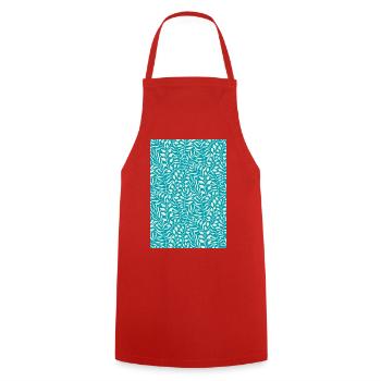 Blue Palm Leaf Design - Cooking Apron - red - Front - AI Model Male 185 dark (185cm)