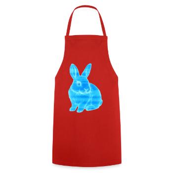 Bleu Fluo Bunny Glow - Tablier de cuisine - rouge - Devant - AI Model Male 185 dark (185cm)