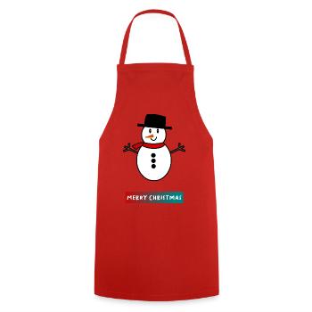 CHRISTMAS. MERRY CHRISTMAS. FIR. HAPPY NEW YEAR - Cooking Apron - red - Front - AI Model Male 185 dark (185cm)