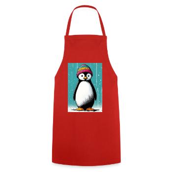 pingouin - Tablier de cuisine - rouge - Devant - AI Model Male 185 dark (185cm)