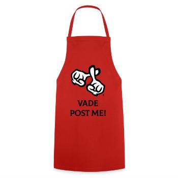 Vade Post Me! (Kreuz / Bibel / Religion / 2C) - Kochschürze - Rot - Vorne - AI Model Male 185 dark (185cm)