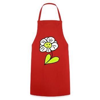 Cheerful Flower Flowers Children - Cooking Apron - red - Front - AI Model Male 185 dark (185cm)