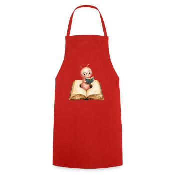 Bookworm - Cooking Apron - red - Front - AI Model Male 185 dark (185cm)