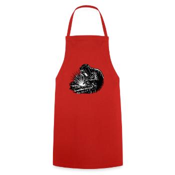 Welder Sparks Metal Industry Work Pride - Cooking Apron - red - Front - AI Model Male 185 dark (185cm)