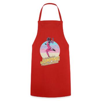 Funny 80s Fitness Overthinking T-Shirt - Jumping - Cooking Apron - red - Front - AI Model Male 185 dark (185cm)