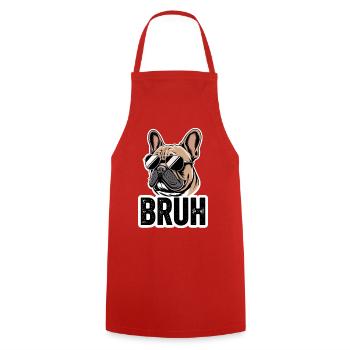 Bruh French Bulldog With Sunglasses Meme - Cooking Apron - red - Front - AI Model Male 185 dark (185cm)