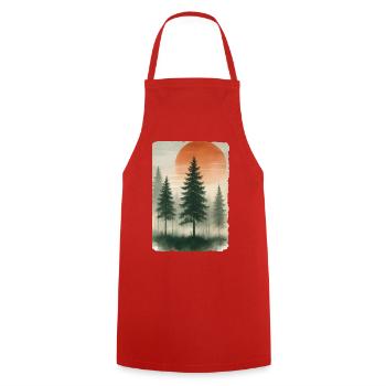 Aquarelle vintage de coucher de cheval forestier - Tablier de cuisine - rouge - Devant - AI Model Male 185 dark (185cm)